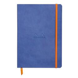 Rhodiarama carnet souple A5 160 pages ligné papier ivoire 90g fermeture élastique - Saphir