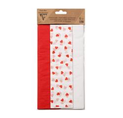 PAPIER DE SOIE IMPRIMÉE, Sachet de 6 feuilles au format 50x75cm - Assortiment Amour - Assortiment