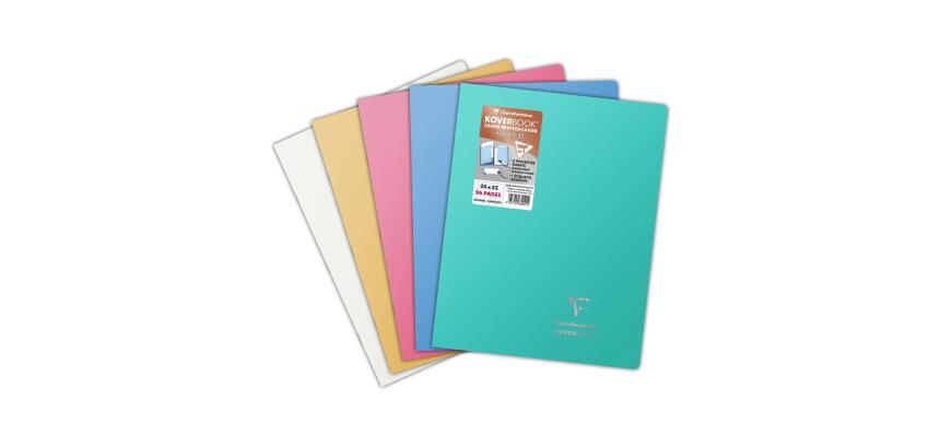 Cahier piqué Koverbook Silver 24x32 cm 96 pages grands carreaux couverture polypropylène opaque - Assortis