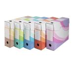 Lot 5 boites archive dos 80mm carton ondulé - Couleurs assorties