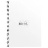 Notebook Rhodia Classic reliure intégrale 22,5x29,7 cm 160 pages petits carreaux 5x5 avec cadre en-tête détachables 80g - Blanc
