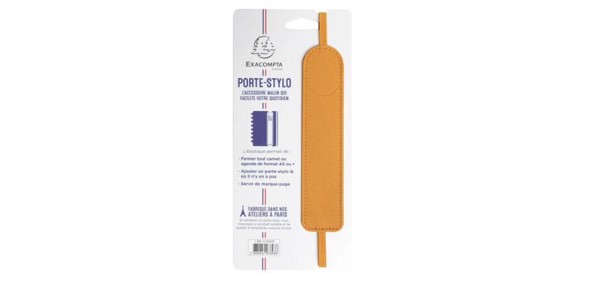 Porte-stylo Denim avec élastique - 3,5 x 15,5 cm - Moutarde