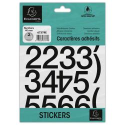 Pack of adhesive numbers 0-9 Black 40 mm - Black