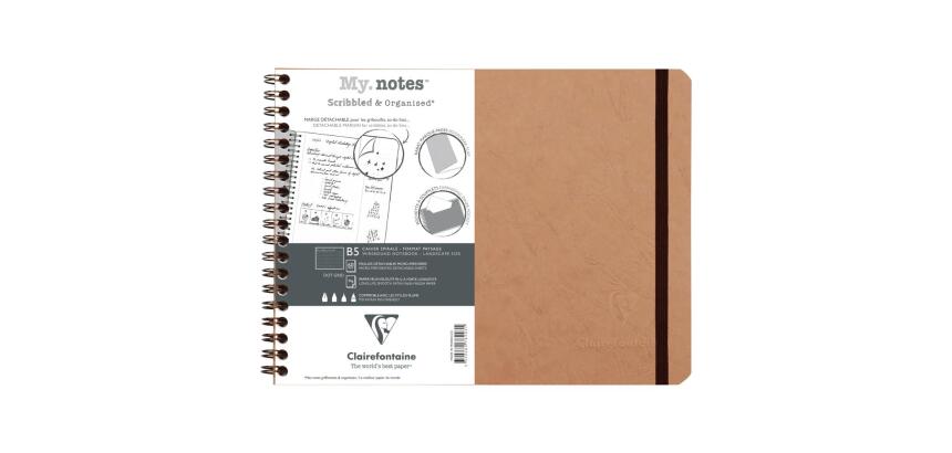 My.Notes Age Bag cahier reliure intégrale à marges détachables B5 paysage 120 pages détachables DOT + cadre en-tête - Tabac