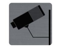 Sign adhesive aluminium effect Surveillance camera 7.5x7.5 cm - Grey