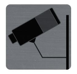 Sign adhesive aluminium effect Surveillance camera 7.5x7.5 cm - Grey