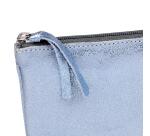 PLUME Grande pochette 2 compartiments en Daim irisé 22x11cm - Bleu