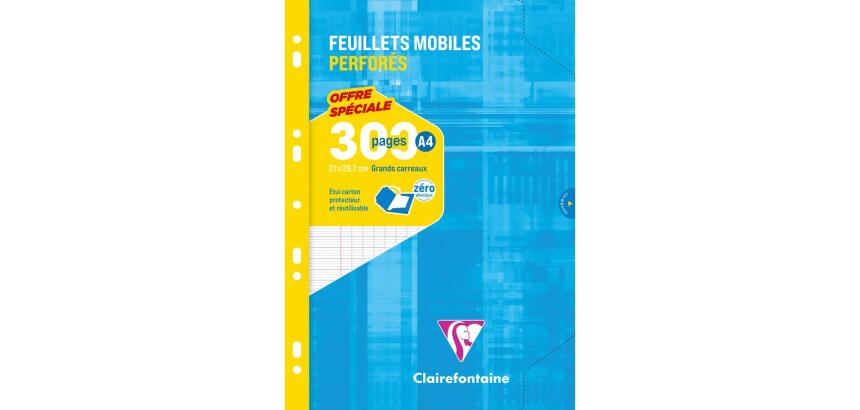 Feuillets mobiles-blanc A4 grands carreaux 300 pages