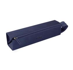 Rhodiarama trousse plumier simili cuir italien 23x5x5 cm - Bleu nuit