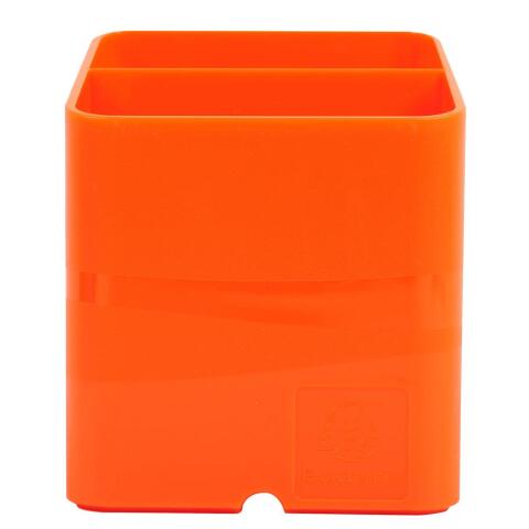Cubiletes Pen Cube, 2 compartimentos diferentes tamaños y alturas, bloqueador de cables. IDERAMA - Naranja