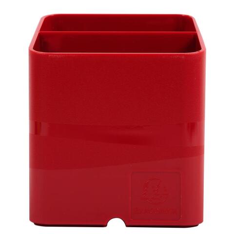 Cubiletes Pen Cube, 2 compartimentos diferentes tamaños y alturas, bloqueador de cables. IDERAMA - Rojo carmín