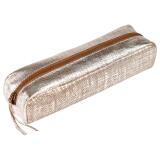 KLEO-PATHRA CUIR Trousse rectangulaire 4x21x6 cm cm Argent