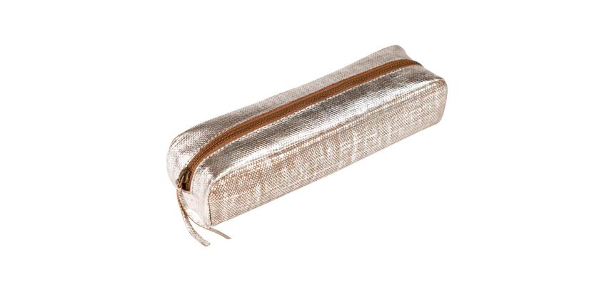 KLEO-PATHRA CUIR Trousse rectangulaire 4x21x6 cm cm Argent