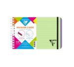 Carnet de fiches de révision Linicolor FRESH reliure intégrale 15,2x10,2 cm 50 fiches ligné 5 bandes de couleurs couverture plastique polypropyène rainuré - Vert