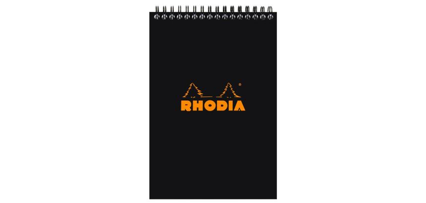 Bloc reliure intégrale Rhodia Classic 14,8x21 cm 80 feuillets ligné microperforé 80g - Noir