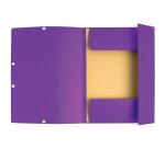 Chemise exacompta 3 rabats carte lustree 355gr a4        fermeture elastique etiquette coloris violet lot 10 unites