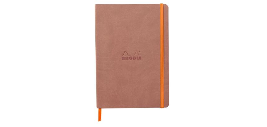 Rhodiarama carnet souple A5 160 pages dot papier ivoire 90g fermeture élastique - Bois de rose