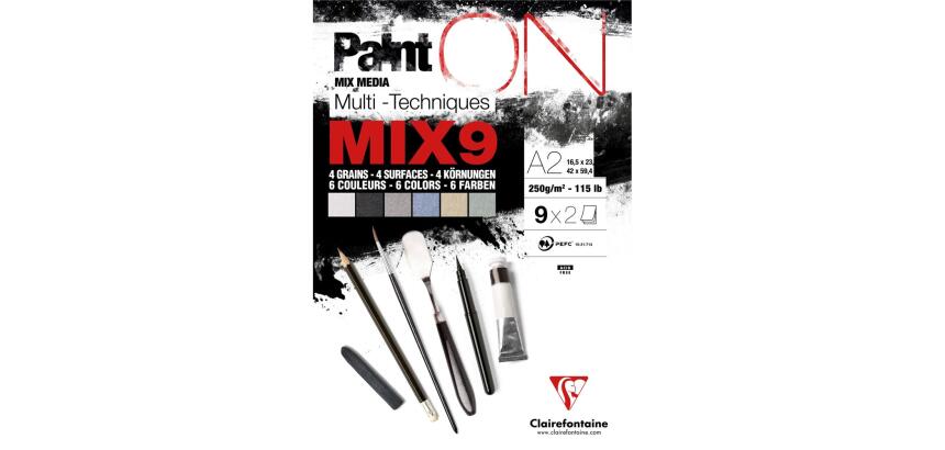 PaintON Mix 9 bloc collé 18F A2 250g assorti 9x2F