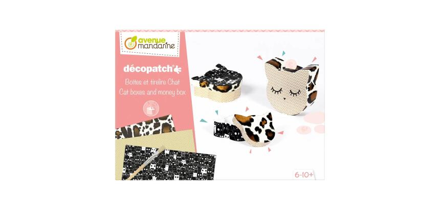 Boîte créative, Décopatch, Boîtes et tirelire Chat - Rose