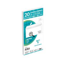 Paquet de 20 Enveloppes Blanches DL-110x220mm - Auto-Adhésives - 80g/m2 - Blanc