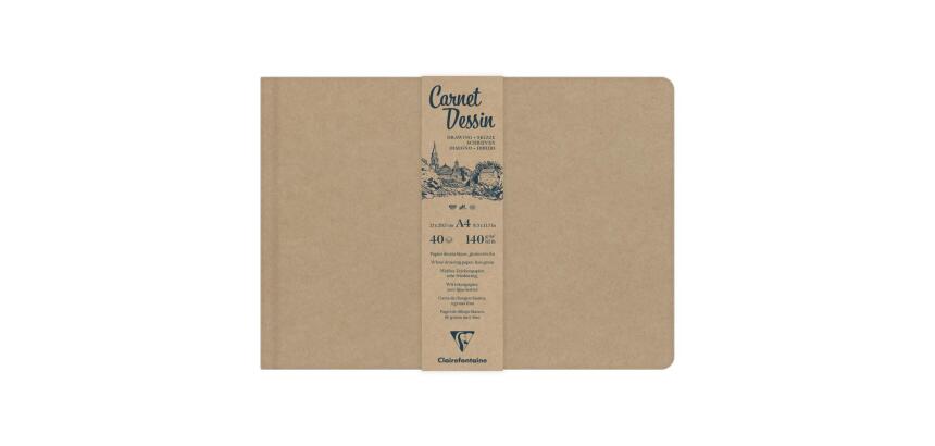 Carnet Dessin carnet cousu 40F A4 140g - Kraft