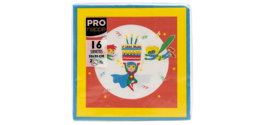 Paquet de 16 serviettes ouate 2 plis - 33x33 cm