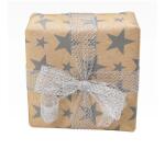 Kraft brut 70g, rl 50x0,70m Noël étoiles argent