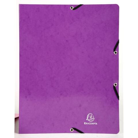 Carpetas cartulina lustrada con gomas - Iderama ® para archivar A4 - 2 anillas en O 15 mm - Morado