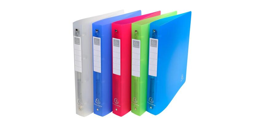 Classeur 4 anneaux plastifié Exacompta Chromaline A4 maxi - Dos 3 cm couleurs assorties