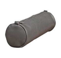 Trousse en cuir Age Bag ronde 21xØ6 cm - Gris