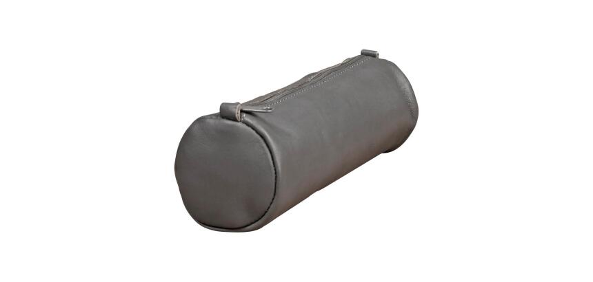 Trousse en cuir Age Bag ronde 21xØ6 cm - Gris