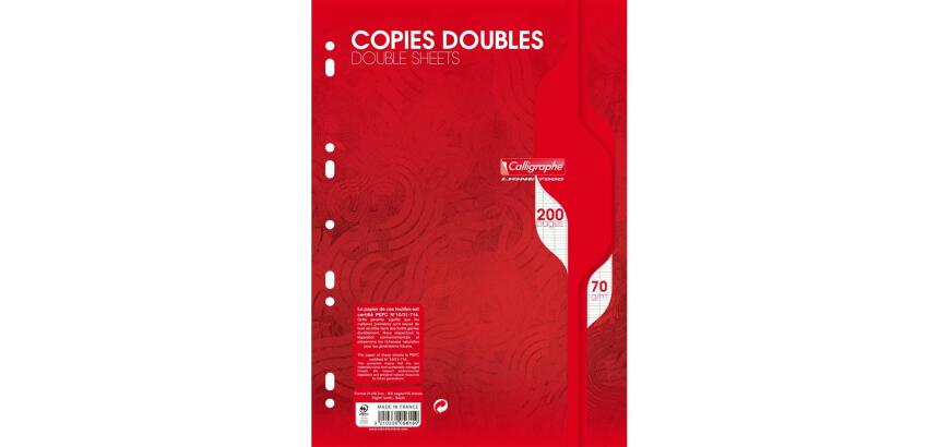 Copies doubles 7000 sous film A4 200 pages perforées grands carreaux 70 g