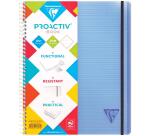 Proactiv'Book Linicolor FRESH cahier reliure intégrale A4+ 160 pages détachables perforé 4 trous ligné + marge + cadre en-tête + 1 pochette trieur couverture plastique polypropyène rainuré Couleur aléatoire - Assortis