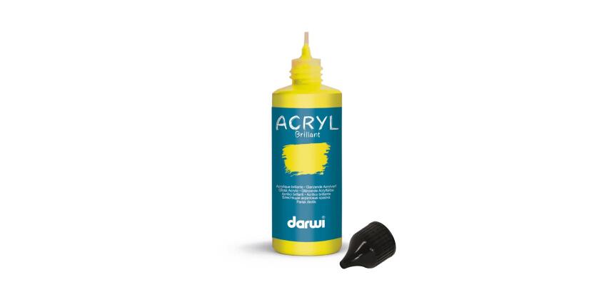 Darwi Flacon de 80 ml de Peinture Acrylique Universelle Brillante - jaune soleil