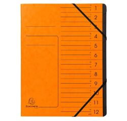 Trieur agrafé avec élastiques intérieur noir 12 compartiments - A4