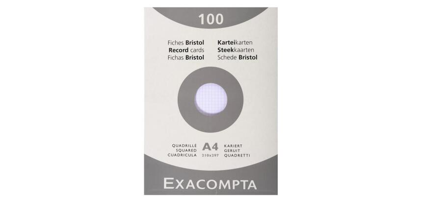 Pk 100 Exa Record Cards 210/297 Sq White - White