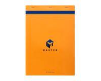 Bloc de bureau Master agrafé en-tête A4 100 feuilles petits carreaux 70 g - Orange