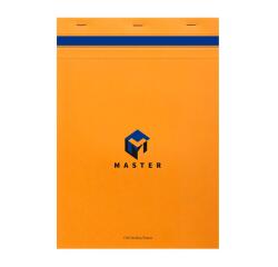 Bloc de bureau Master agrafé en-tête A4 100 feuilles petits carreaux 70 g - Orange