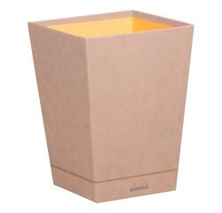 Rhodiarama corbeille à papier simili cuir italien 27x27x32 cm - Touche de rose