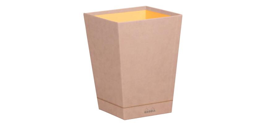 Rhodiarama corbeille à papier simili cuir italien 27x27x32 cm - Touche de rose