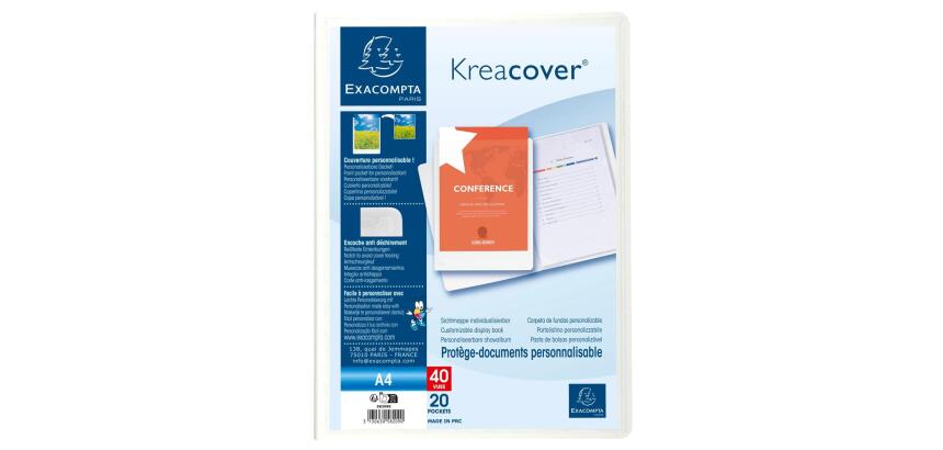 Protège-documents Kreacover, A4, 20 pochettes