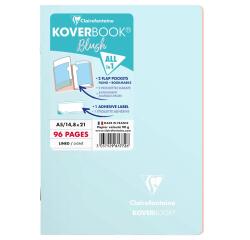 Koverbook Blush cahier piqué A5 96 pages ligné couverture polypropylène opaque bicolore. - Bleu givré/Corail