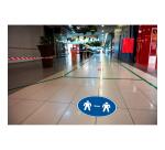 Panneau adhesif exacompta pvc antiderapant gardez vos       distances 20cm coloris bleu