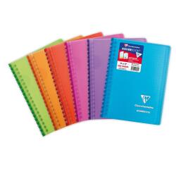 Koverbook spiraalgebonden notitieboekje 11x17cm 50 blad klein geruit 5x5 mm wraparound transparante polypropyleen omslag - Geassorteerde kleuren