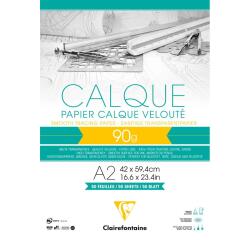 Papier Calque bloc collé 50F A2 90/95g