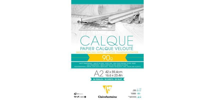 Papier Calque bloc collé 50F A2 90/95g