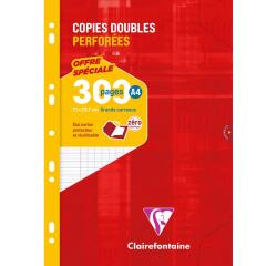 Copies doubles perforées-blanc A4 grands carreaux 300 pages