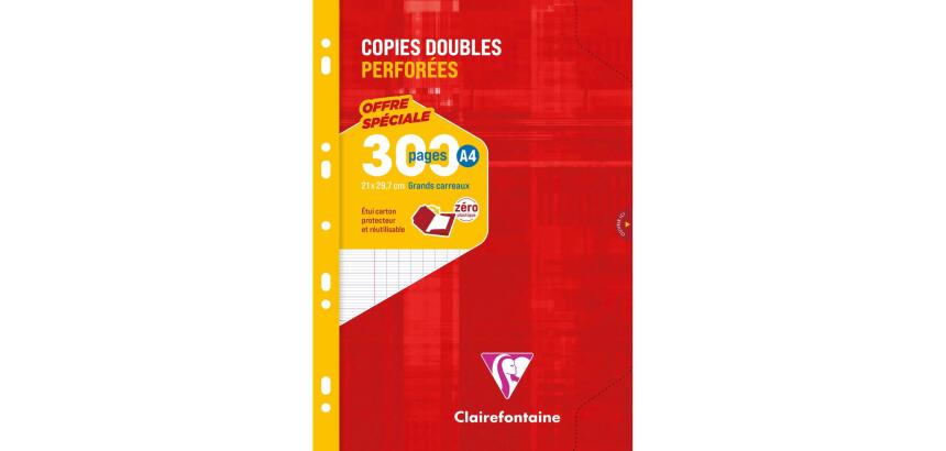 Copies doubles perforées-blanc A4 grands carreaux 300 pages