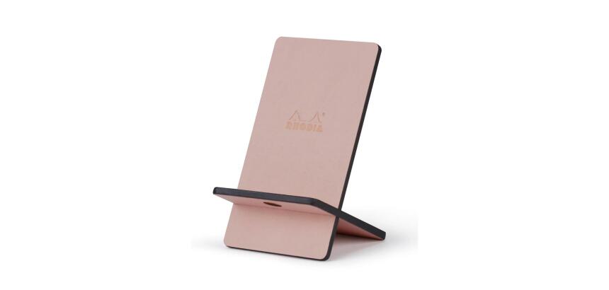 Rhodiarama support pour téléphone mobile simili cuir italien 13x8x8,5 cm - Touche de rose
