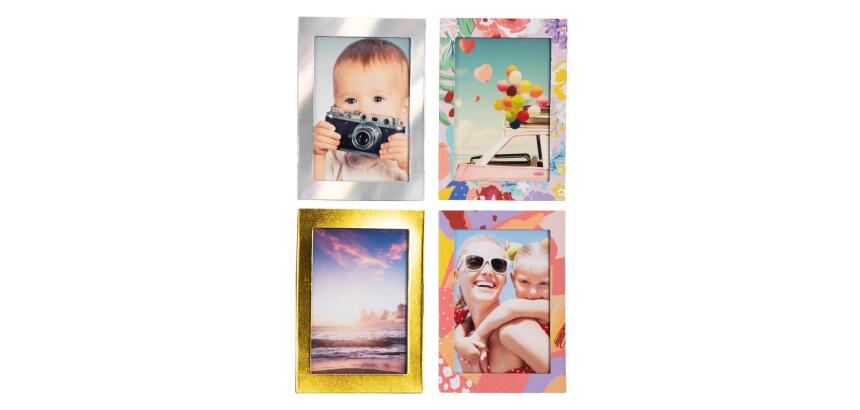 Kit fotográfico (con expositor) 10x7 cm - 6 juegos de 4 marcos de fotos magnéticos